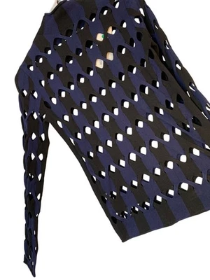 Suéter Dion Lee Tejido 2 Tonos Cable Skivvy S/M Tejido Abierto Cuello Simulado RZ10412 Foto 1 de 4