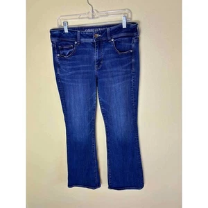 American Eagle Kick Boot Jeans Super Stretch Dark Wash Denim Size 12 Short - Picture 1 of 6