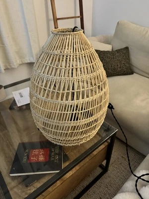 Bamboo Wicker Rattan Lantern Pendant Light Vintage Hanging Ceiling Lamp - Image 1 of 2