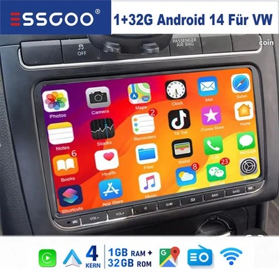 Android14 32G DAB Apple Carplay Autoradio Navi BT für VW Golf Plus Tiguan Kamera - Bild 1 von 4