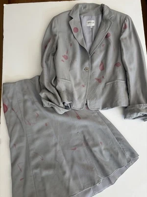 Armani Collezioni Gray Jacket Skirt Suit Splattered Blood Halloween Costume Sz 6 - Image 1 of 4