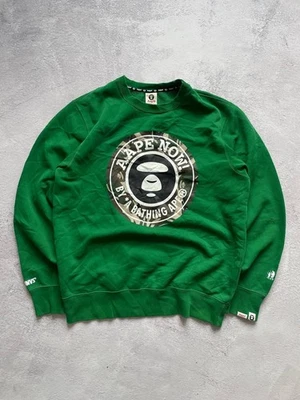 Aape by  Bathing Ape Vintage Sweatshirt Jumper Green XL Distressed Japan - Image 1 of 4