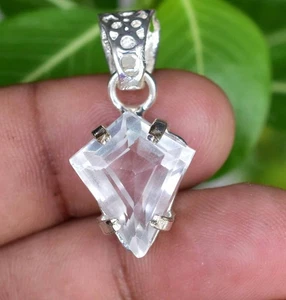 27.80 Ct Natural White Sapphire Fancy 925 Sterling Silver Pendant Certified - Picture 1 of 9