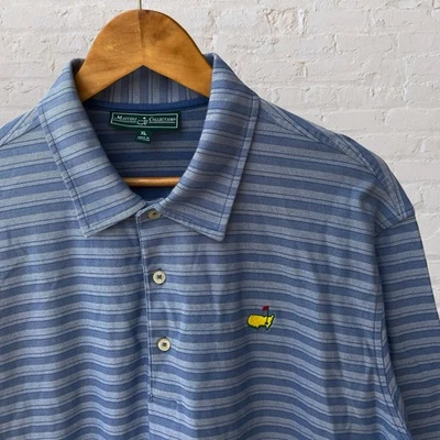Polo de golf Masters Collection manga corta azul a rayas para hombre XL Foto 1 de 4