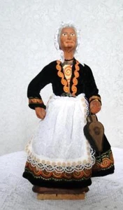 Doll Handmade Santon ancien Provence habillé Femme bretonne soufflet 26 cm S20 - Picture 1 of 8