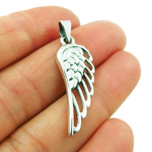 Silver Wing Pendant 925 Sterling Solid Inspirational Feather Design for Women - Picture 1 of 5