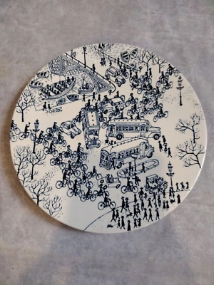 Nymolle Hoyrup, MCM, "Copenhagen Rush Hour" Plate, Denmark Art Faience, Rare! - Image 1 of 4