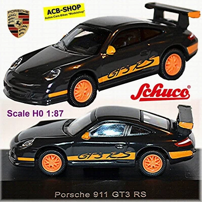 Porsche 911 GT3 Rs 997 Coupè 2006-09 Marrone Con Arancione Stripes 1:87 Schuco - Immagine 1 di 4