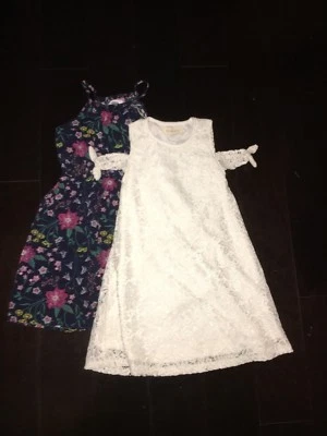 Old Navy Floral Dress Size 8 and White Lace Sleeveless Dress by Btween Size 7 - Image 1 of 4