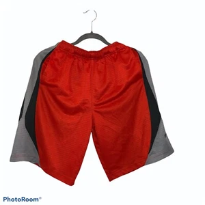 NIKE Boys Orange Gray Elastic Waist Athletic Running Basketball Shorts Long Sz L - Picture 1 of 8