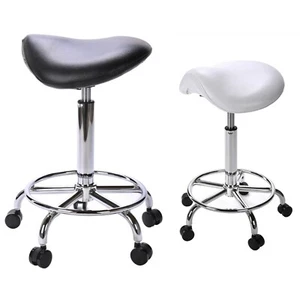 Kriphora Adjustable Hydraulic Saddle Stool Rolling Chair in Black in Black-1 PCS - Picture 1 of 5