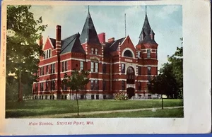 Postal antigua de Stevens Point WI "Escuela secundaria" Wisconsin - Imagen 1 de 2