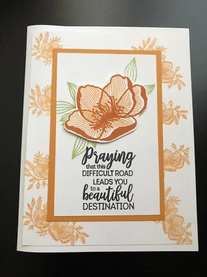 Juego de 4 tarjetas estampación Peekaboo melocotón, hermoso paseo marítimo, oración Foto 1 de 2