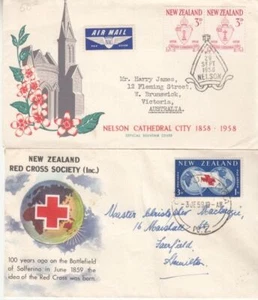 New Zealand - Nelson Centenary & Red Cross (2no. FDC's) 1958-59 - Picture 1 of 1