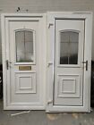 White PVC Door Gold Bar Glass Detail Front And Back Pair Set.