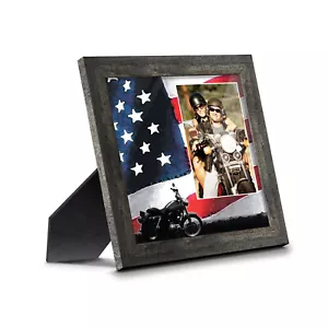 Harley Davidson with American Flag, Picture Frame, 10X10 9753 - Picture 1 of 8