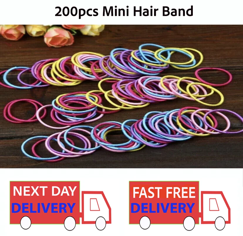 50 Mini Small Thin Elastics Snag Hair Bands Ponytail Bobbles Mixed Colours