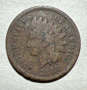 Moneda de centavo cabeza india 1869 fecha clave de Estados Unidos - Imagen 1 de 2