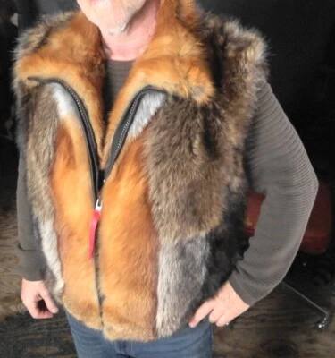 Raccoon red fox fur vest - Image 1 of 4