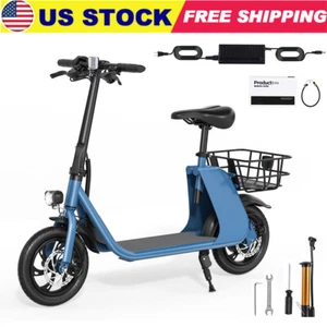 450W Adult Ebike Sports Electric Scooter with Seat Electric Moped E-Scooter Blue - Picture 1 of 9