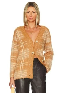 Vince Brushed beige Scotch Plaid alpaca Cardigan size M/ L - Picture 1 of 10