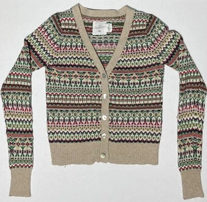 H&M L.O.G.G. Button Up Long Sleeve Multi Colored Pattern Cardigan Sweater Small - Picture 1 of 5