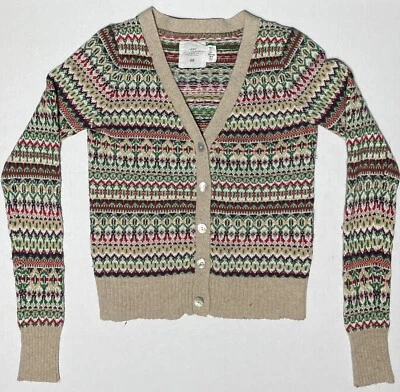 H&M L.O.G.G. Cárdigan suéter pequeño manga larga con botones patrón multicolor Foto 1 de 4