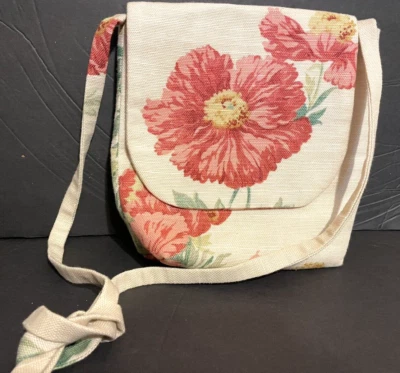 NUEVO Bolso de Hombro Bandolera Bonito Estampado Floral Suave Beige Lino Foto 1 de 4