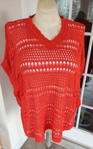 Sweaterworks Damen feuerroter offener Strickpullover Überwurf Oberteil Größe Small neu mit Etikett - Bild 1 von 7