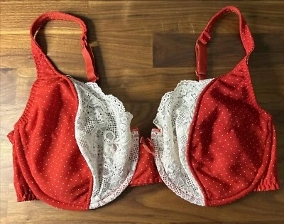 Sujetador Vintage Lane Bryant Intimates Talla 40D Encaje Lunares Ligeramente Forrado Lazo SEXY Foto 1 de 4