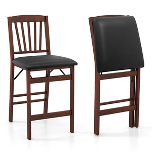 Set of 2 Counter Height Chairs Folding Kitchen Island Stool w/ Padded Seat - Picture 1 of 8