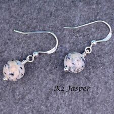 K2 Jasper Earrings - Beige - 925 Sterling Silver - Wire Wrapped - Gemstone E235