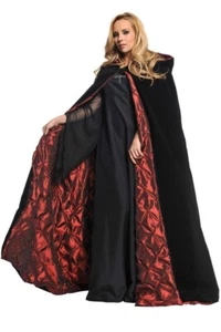 ADULT 63 INCH BLACK VELVET RED CAPE CLOAK GOTHIC COSTUME DRESS UR29292 - Picture 1 of 1