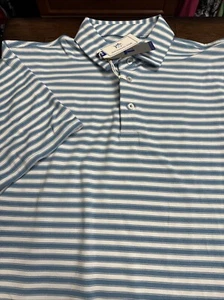Southern Tide SZ XL Mens SS Performance Shirt Heather Blue Striped Polo NWT - Picture 1 of 9