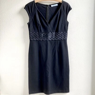Blumarine Black V-Neck Dress With Sequin / Woven Detail Below Bustline Size US 8 - Image 1 of 4