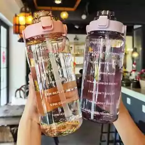 2000ml Large Capacity Plastic Straw Water Cup Sports Water Bottle ( Camping ) - Picture 1 of 30