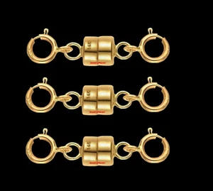 (3) 4,5 mm 14k MAGNETISCHER DOPPELVERSCHLUSS Konverter Gelb MASSIVGOLD Federring USA - Bild 1 von 7