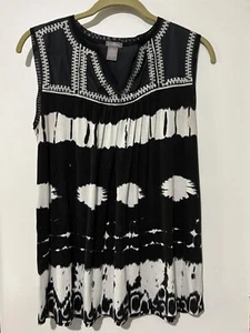 C. OLIVER Women's Black/White Tye Dye Tank Shirt Size M - Picture 1 of 1