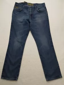 Pantalones de mezclilla rústicos estilo auténtico para hombre 36/30 reales ajustados azules cónicos - Imagen 1 de 9