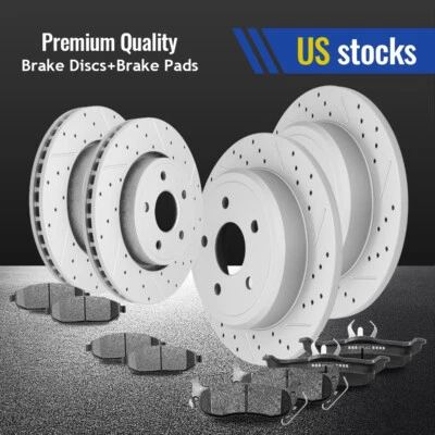 Front & Rear Rotors + Ceramic Pads for 2005 - 2010 Jeep Grand Cherokee Commander - Image 1 of 4