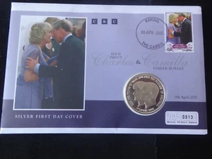 2005 SILBER PP TRISTAN DA CUNHA 1 KRONE MÜNZHÜLLE CHARLES & CAMILLA HOCHZEIT - Bild 1 von 5