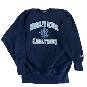 Vintage Brooklyn School Global Studies Champion Reverse Weave Sweatshirt Sz XXL - Picture 1 of 2