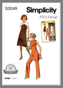Abito tunica vintage anni 70 ristampa, pantaloni modello semplicità S3049 taglie forti 18-26 - Foto 1 di 4
