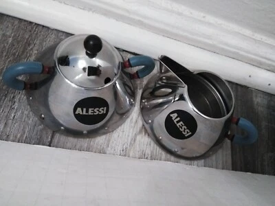 Alessi Michael Graves, Stainless Steel Creamer & Sugar Bowl Set - Blue - Image 1 of 4
