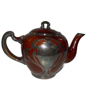 Vintage Lenox Art Nouveau Silver Overlay Treacle Teapot - Picture 1 of 9