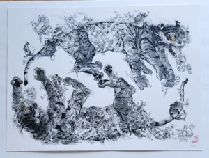Kim Jung Gi The Tiger's Hunt: An Approach Unveiled Poster Mondo 7 Color /165 - Picture 1 of 12