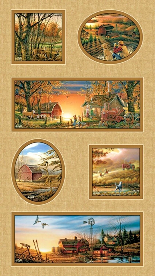 Panel de tela de edredón Homestead Retreat C J Redlin para Benartex 24 x 45 pulgadas Foto 1 de 1