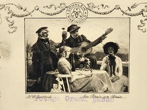 1930 French Menu on Sohnlein Rheingold Sparkling Wine Mailer Stationery C2 - Picture 1 of 3