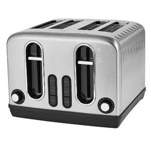 Chrome Metal 4 thick Slice Bread Toaster Kitchen Luxury New Easy Clean 2300w UK - Picture 1 of 6