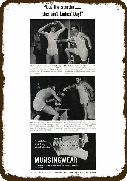 1945 Ropa interior Munsingwear Hombres Play Ball Vint-Look Réplica decorativa Letrero de metal Foto 1 de 1